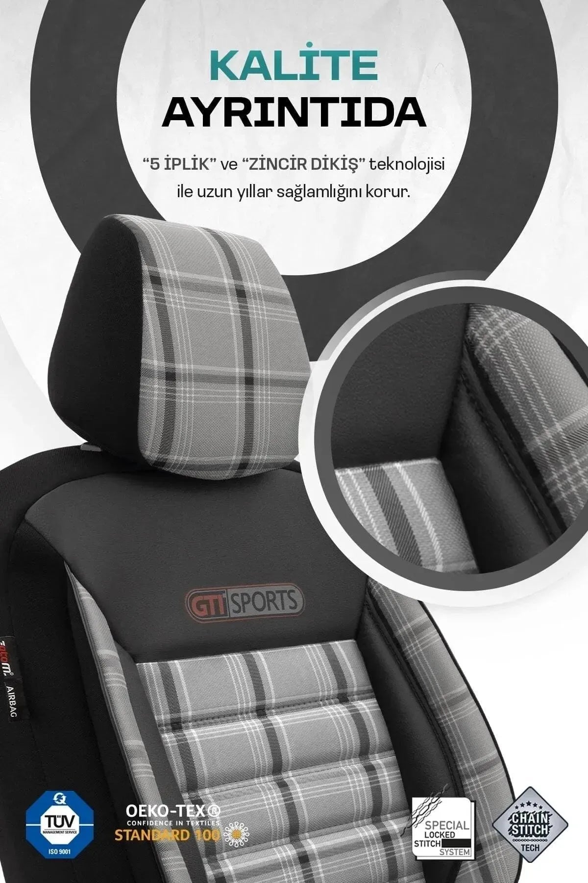 Otom Gti Sports Design Ekstra Destekli Oto Koltuk Kılıfı