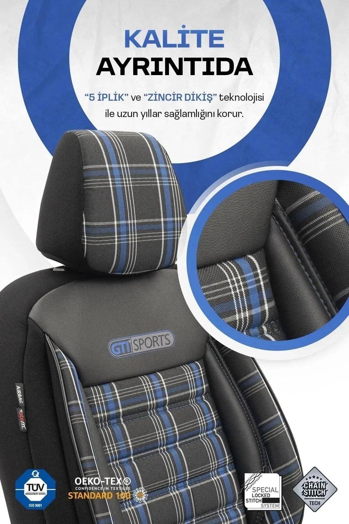 Otom Gti Sports Design Ekstra Destekli Oto Koltuk Kılıfı