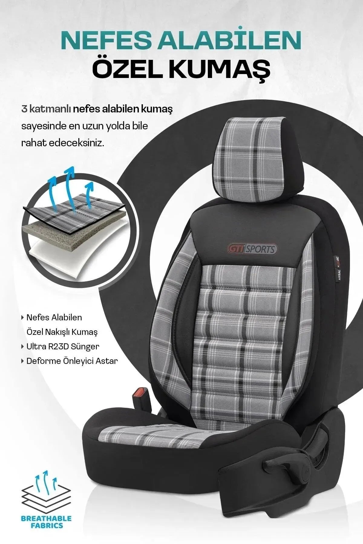 Otom Gti Sports Design Ekstra Destekli Oto Koltuk Kılıfı