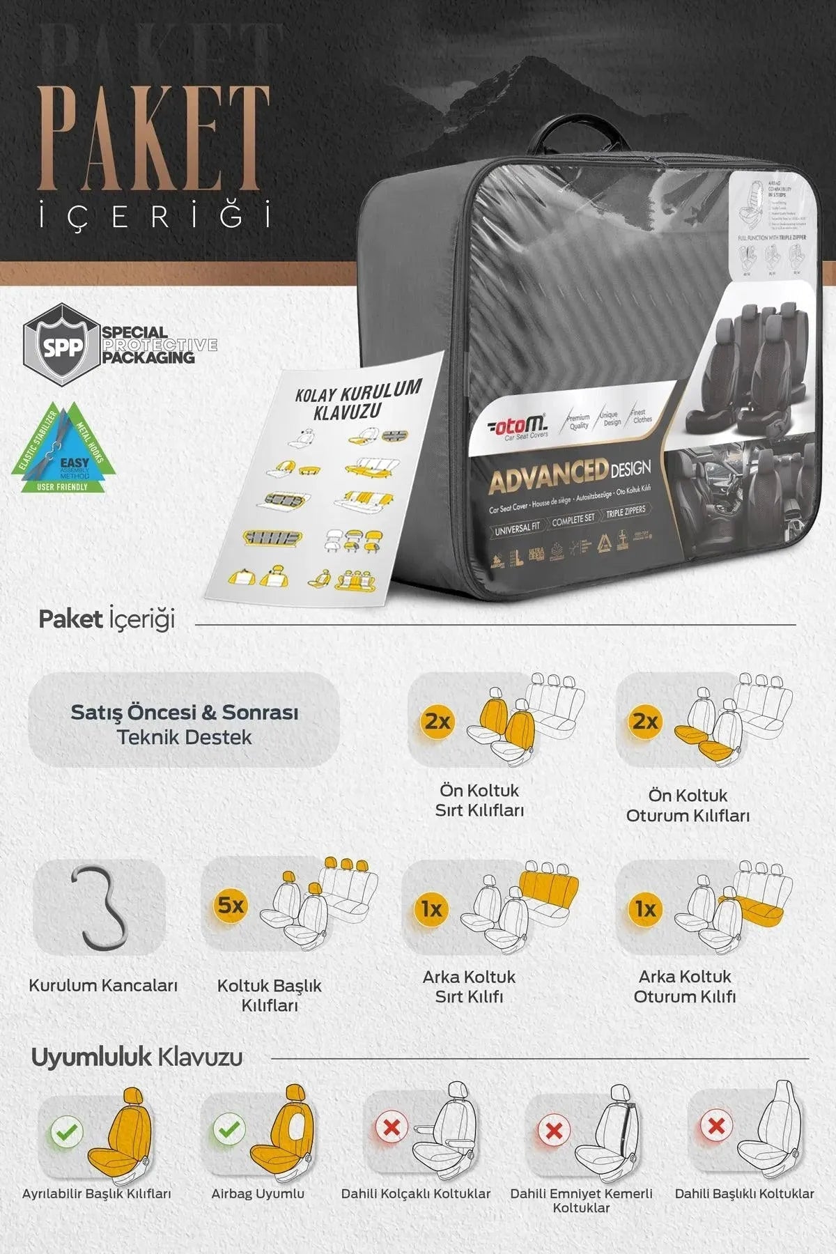 Otom Advanced Design Universal Babyface Oto Koltuk Kılıfı
