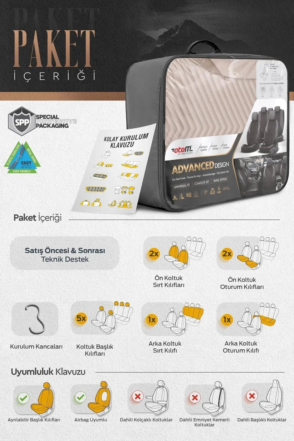 Otom Advanced Design Universal Babyface Oto Koltuk Kılıfı