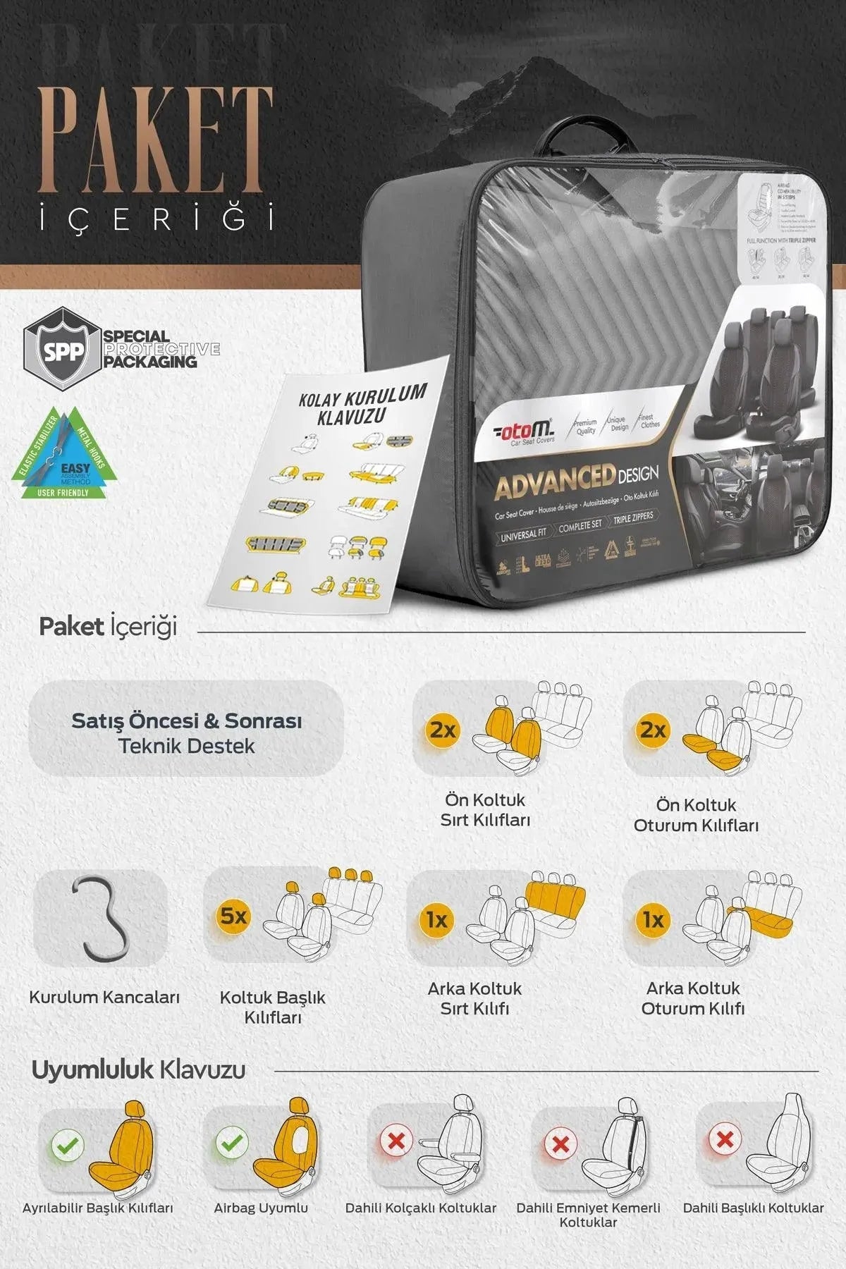 Otom Advanced Design Universal Babyface Oto Koltuk Kılıfı