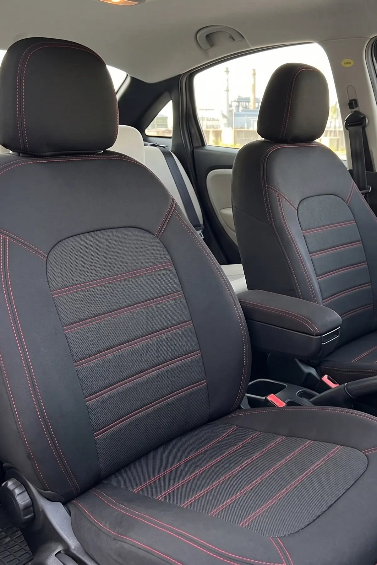 Fiat Linea 2007 Sonrası Araca Özel Koltuk Kılıfı Original Design Siyah Siyah Kırmızı