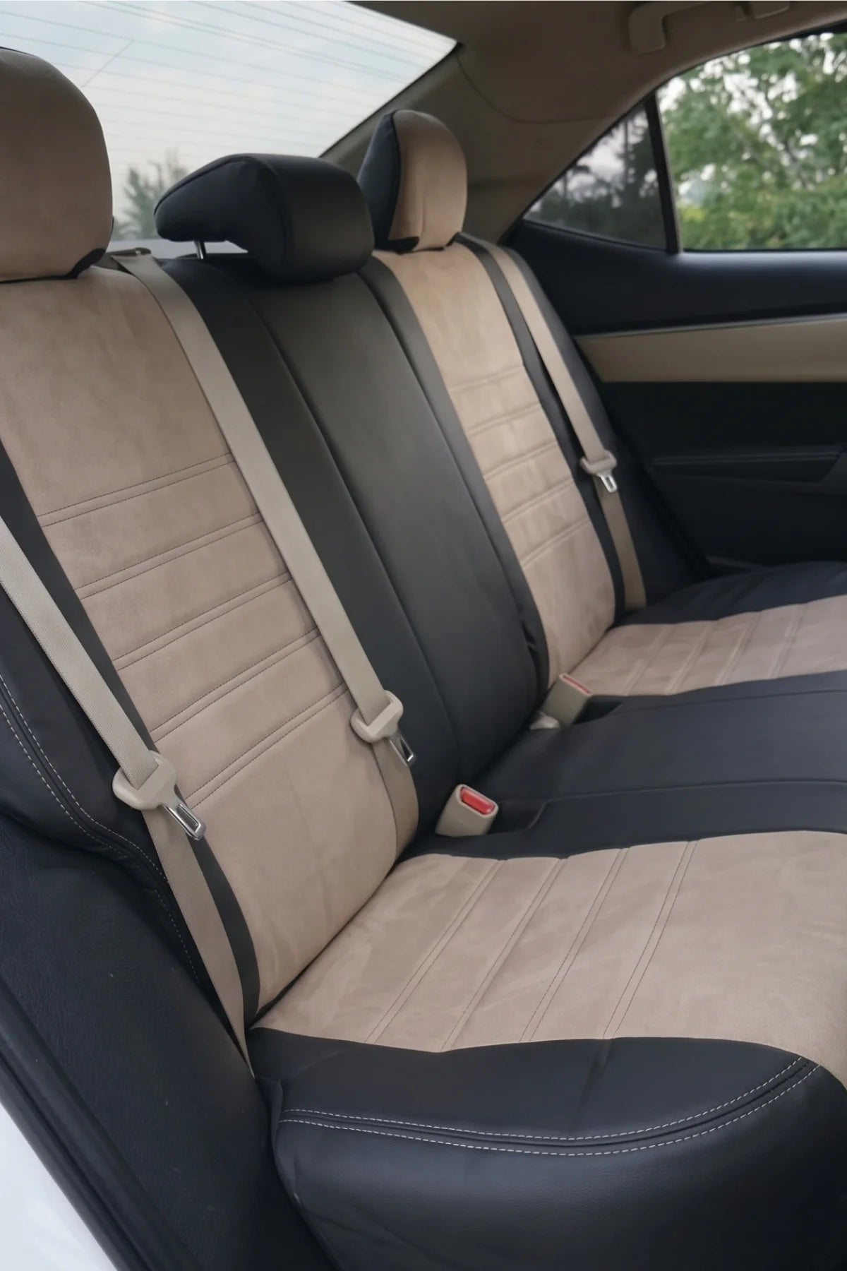 Araca Özel Koltuk Kılıfı Toyota Corolla 2013 - 2018 London Design Bej Siyah Füme