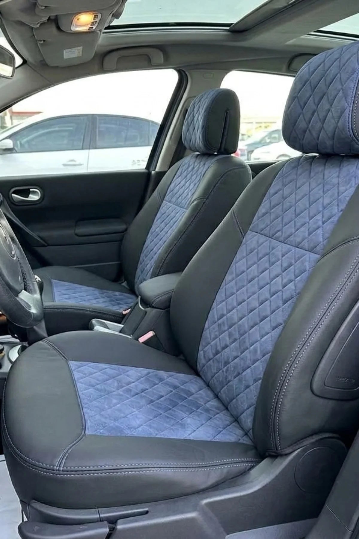 Araca Özel Koltuk Kılıfı Renault Megane 1996-2004 Madrid Design Mavi Siyah Mavi