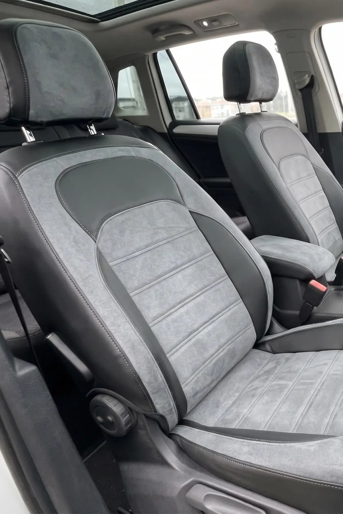 Volkswagen Tiguan 2016-2022 Araca Özel Koltuk Kılıfı London Design Füme Siyah Füme