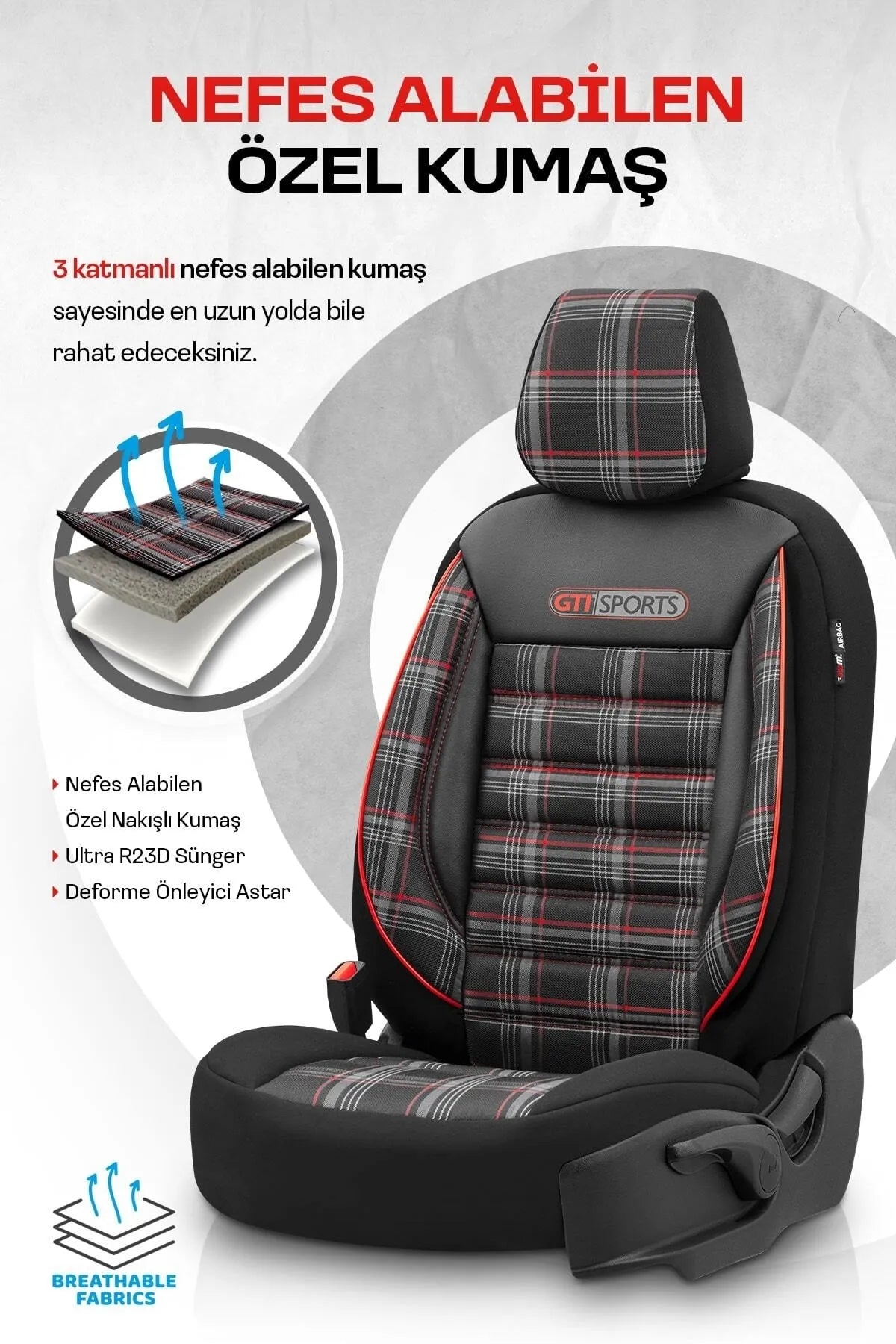 Otom Gti Sports Design Ekstra Destekli Oto Koltuk Kılıfı