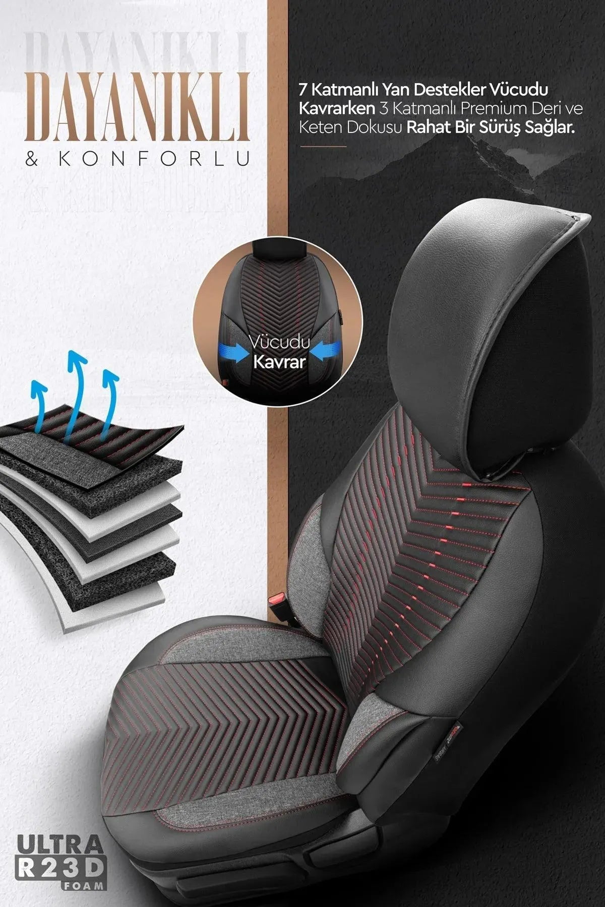 Otom Advanced Design Universal Deri Oto Koltuk Kılıfı - OtomBayi