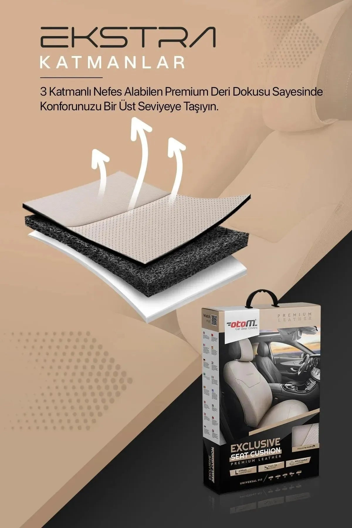 Otom Exclusive Koruyucu Oto Koltuk Minderi Premium Deri - OtomBayi