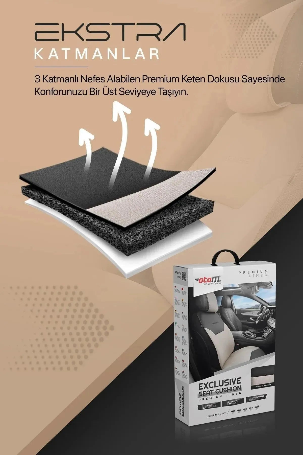 Otom Exclusive Koruyucu Oto Koltuk Minderi Premium Keten - OtomBayi