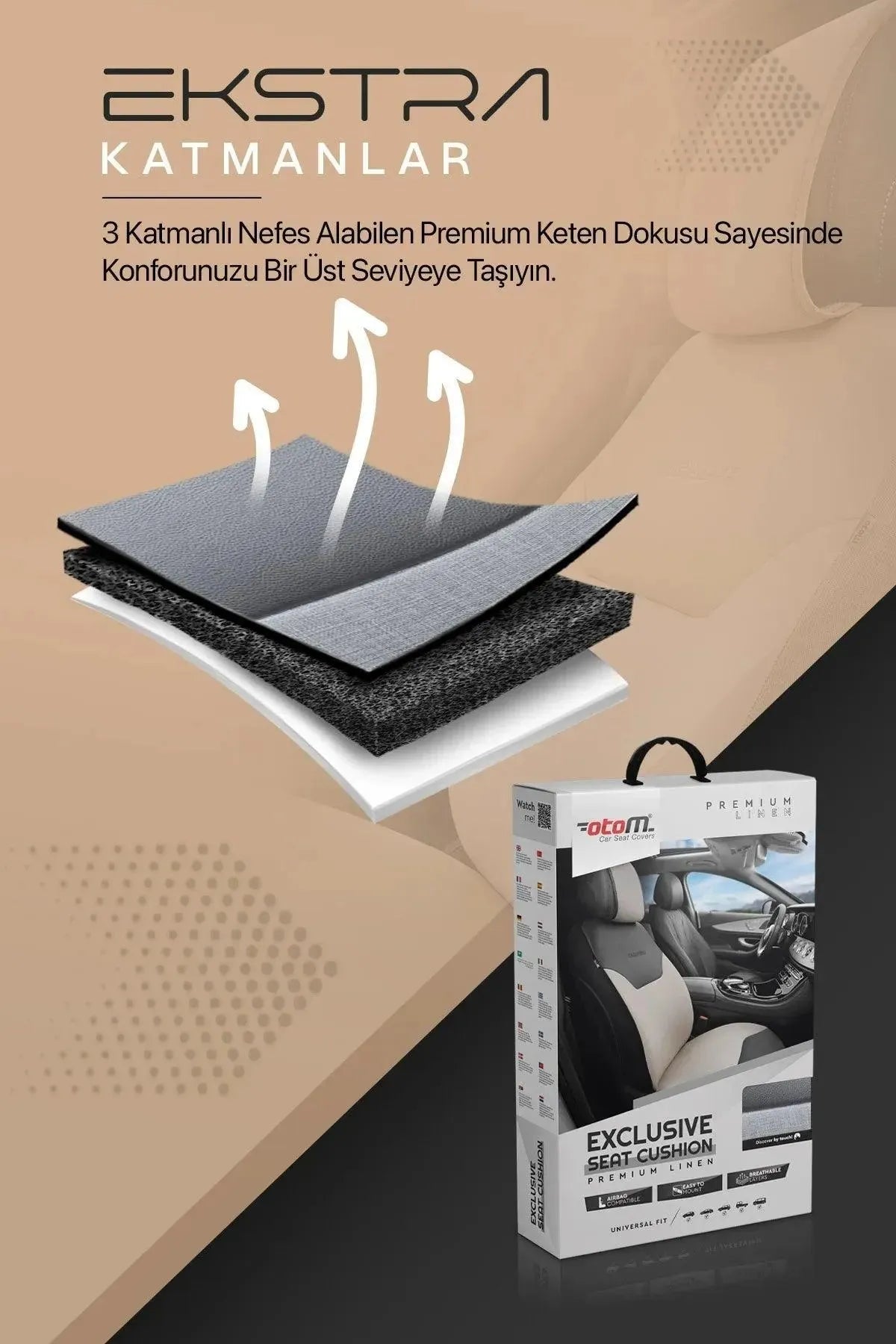 Otom Exclusive Koruyucu Oto Koltuk Minderi Premium Keten - OtomBayi