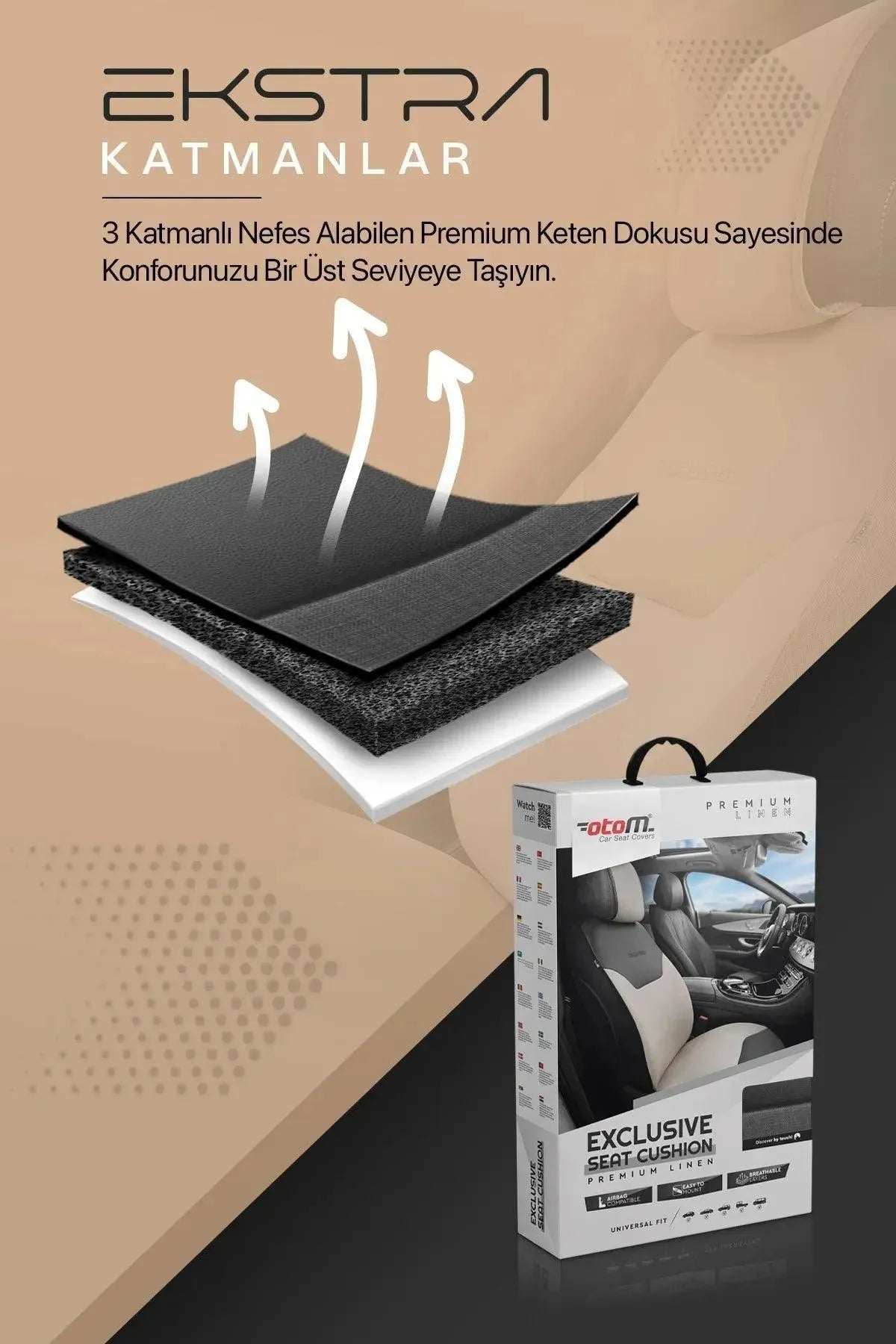 Otom Exclusive Koruyucu Oto Koltuk Minderi Premium Keten - OtomBayi