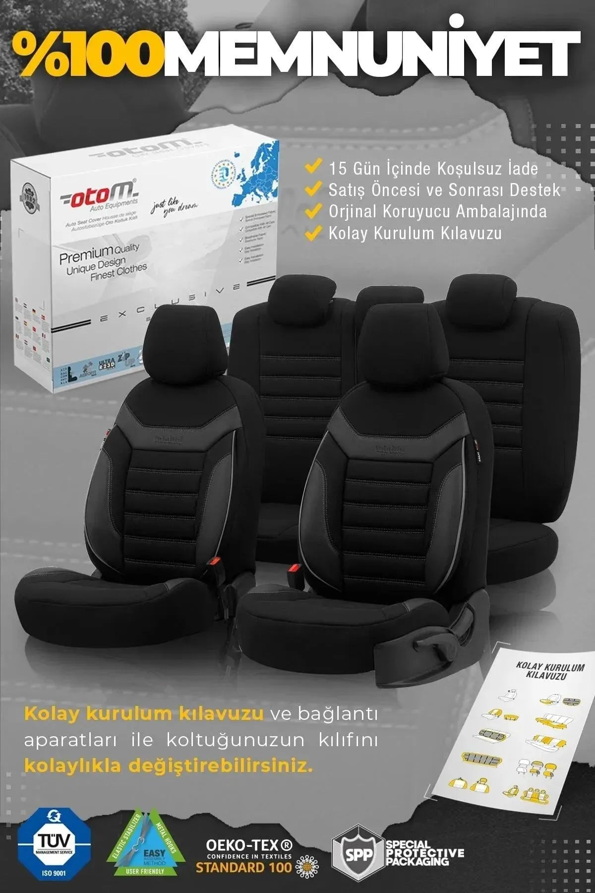 Otom Individual Design Ekstra Destekli Oto Koltuk Kılıfı - OtomBayi
