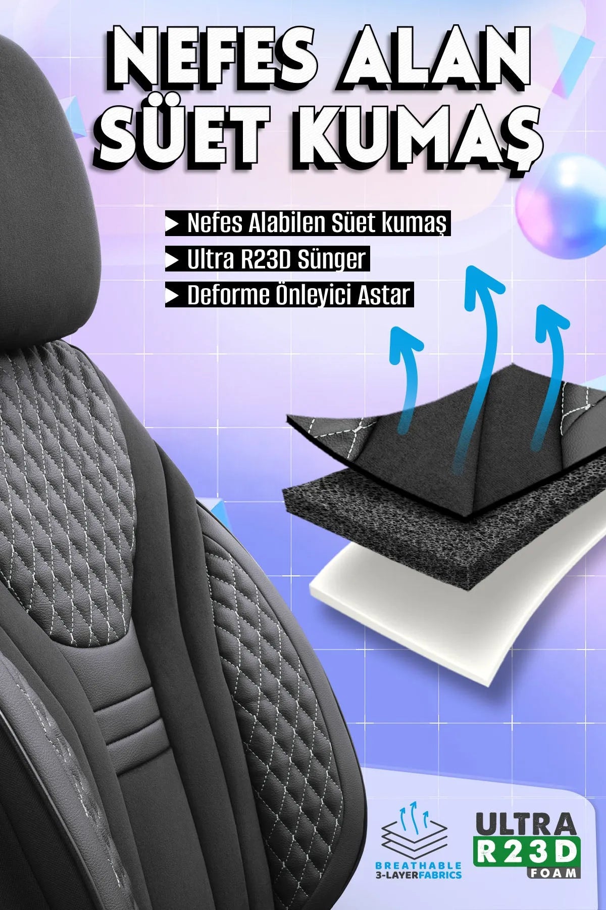 Otom Infinity Design Ekstra Destekli Oto Koltuk Kılıfı Tam Set - OtomBayi