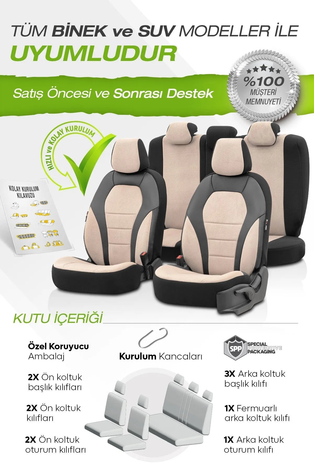 Otom Pearl Design Four Season Exclusive Oto Koltuk Kılıfı Tam Set - OtomBayi