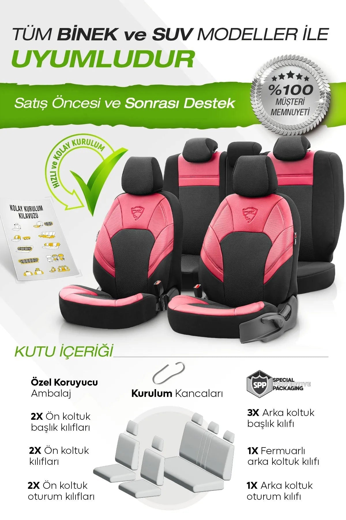 Otom Phantom Design Premium Yeni Nesil Oto Koltuk Kılıfı Tam Set - OtomBayi