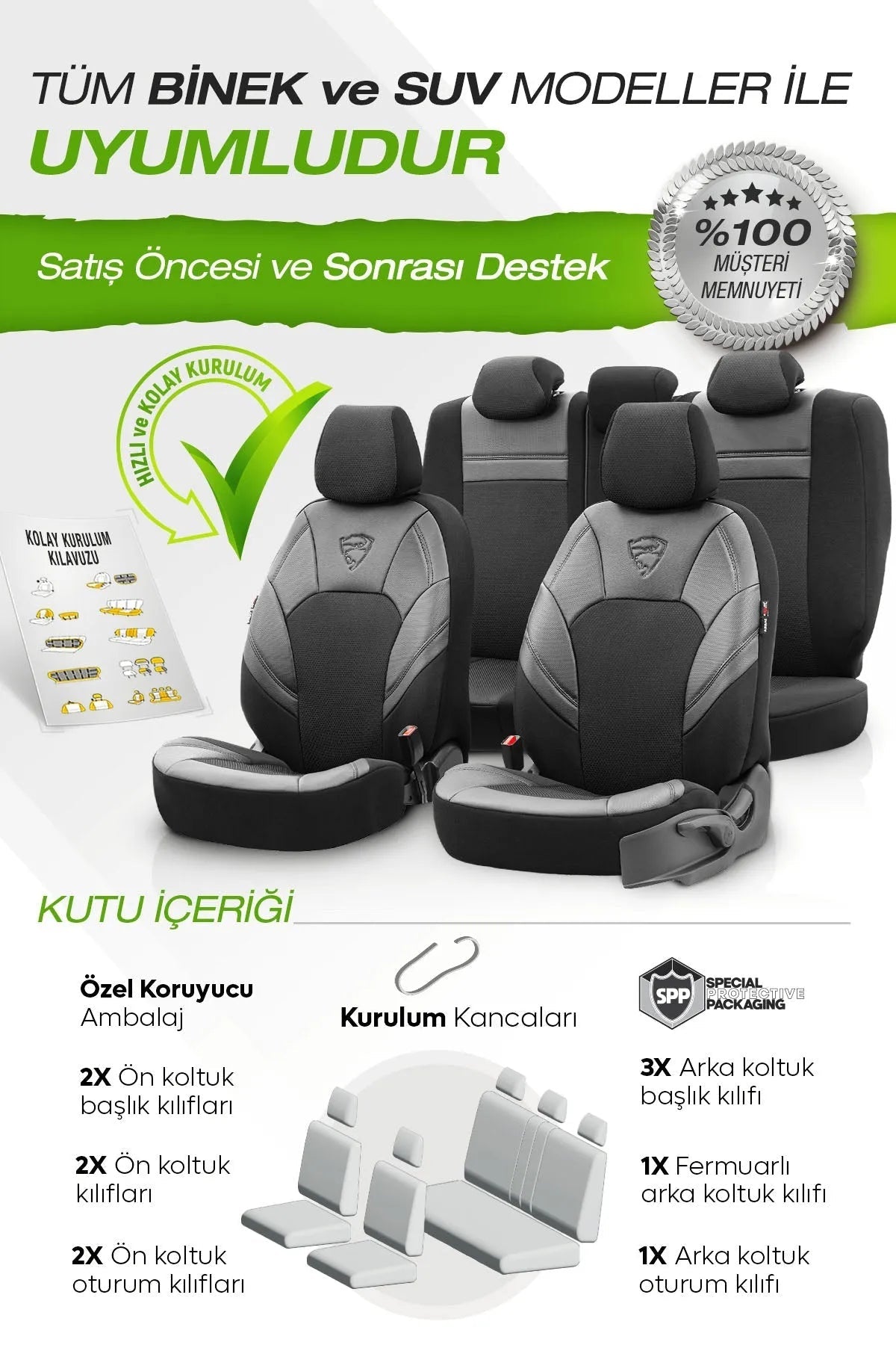 Otom Phantom Design Premium Yeni Nesil Oto Koltuk Kılıfı Tam Set - OtomBayi
