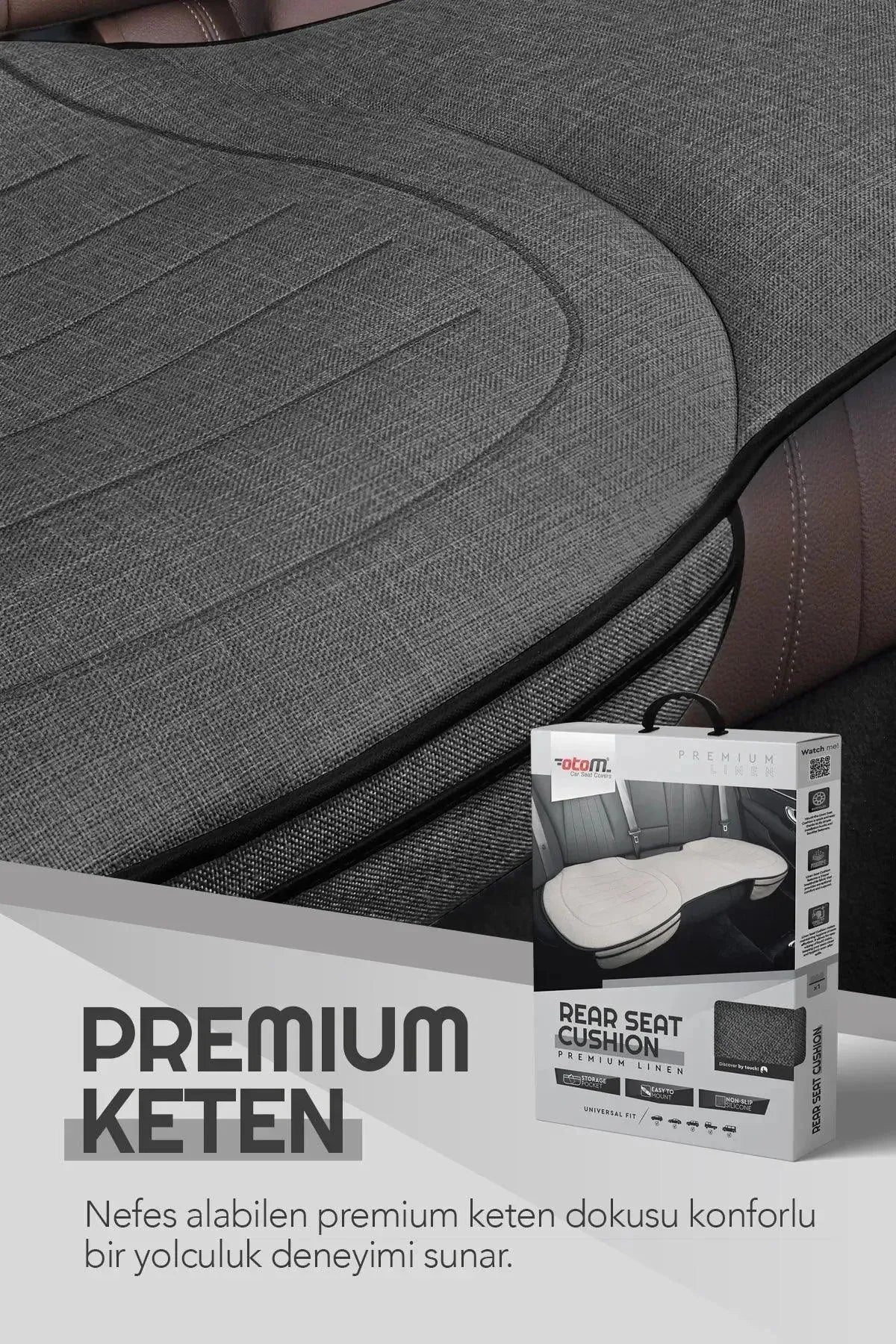 Otom Premium Koruyucu Arka Koltuk Minderi - Keten - OtomBayi