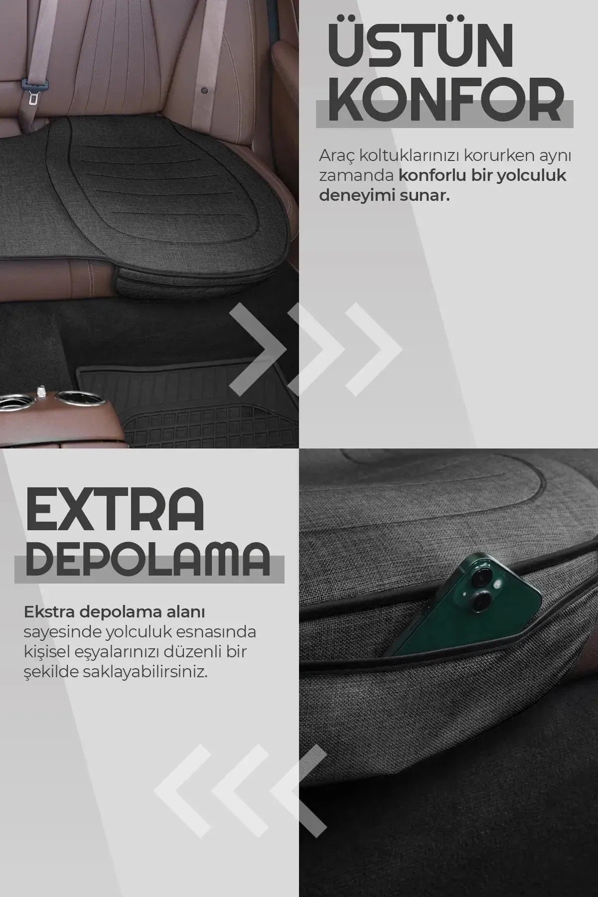 Otom Premium Koruyucu Arka Koltuk Minderi - Keten - OtomBayi