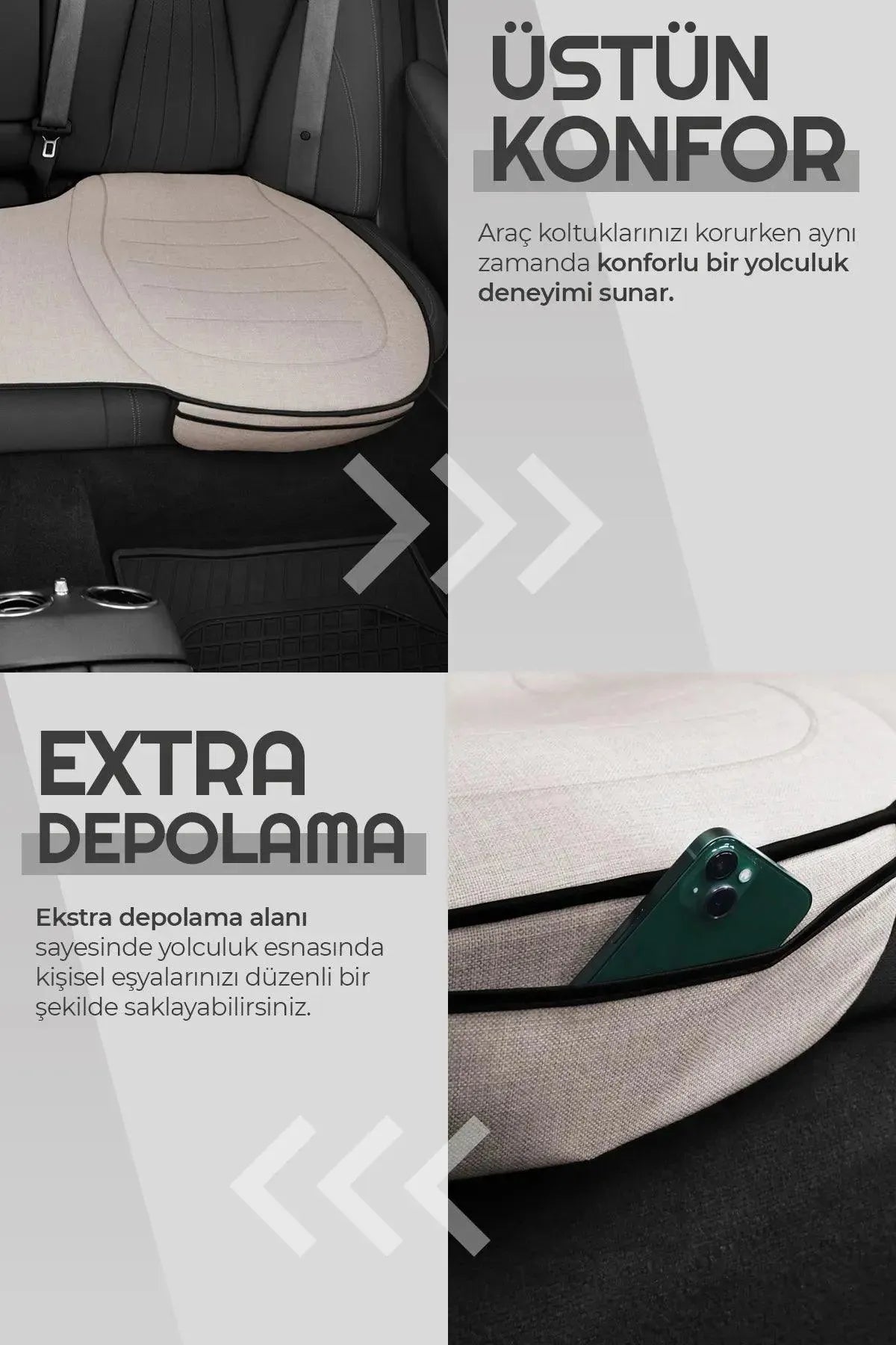 Otom Premium Koruyucu Arka Koltuk Minderi - Keten - OtomBayi