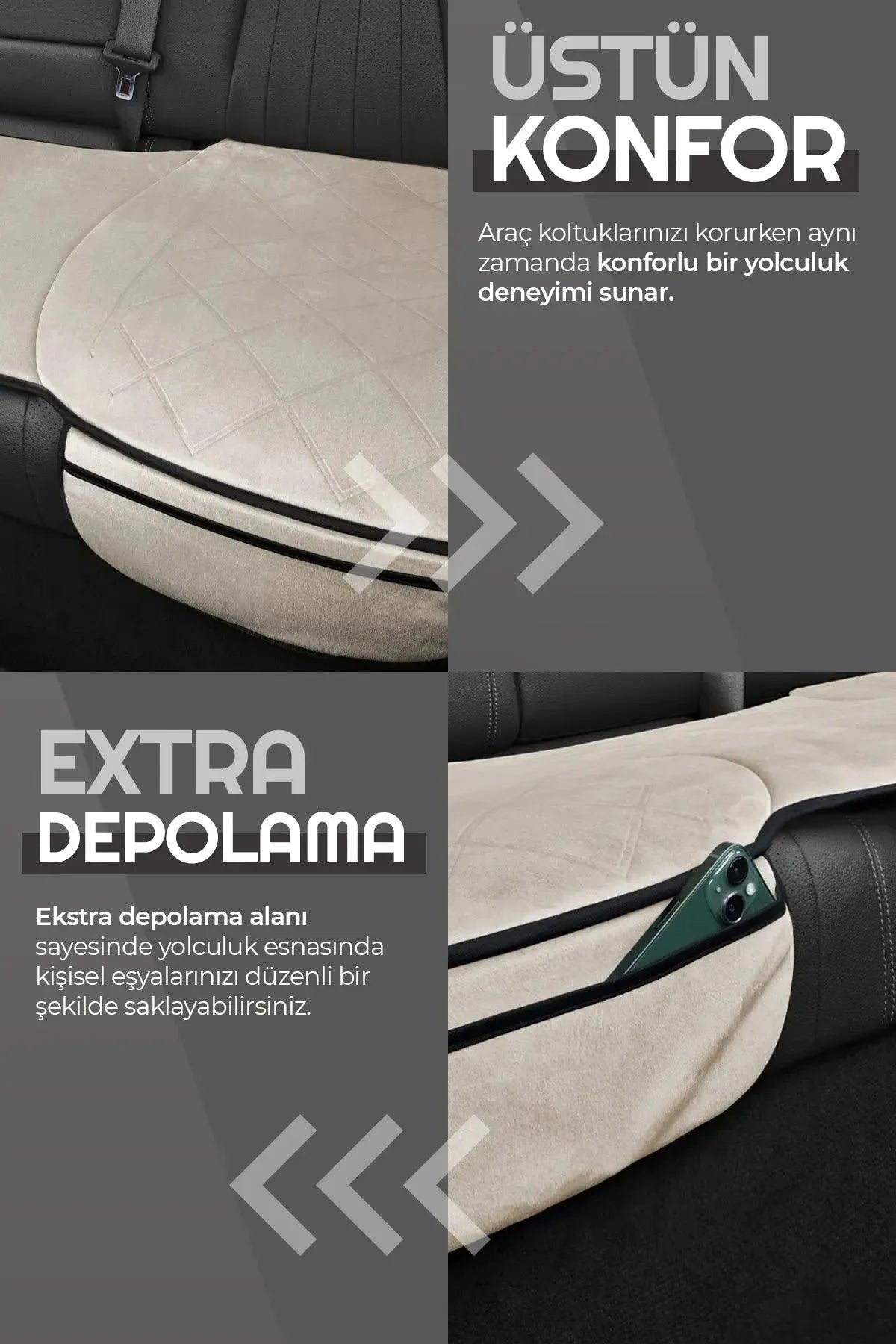 Otom Premium Koruyucu Arka Koltuk Minderi Yüksek Kalite - Süet - OtomBayi