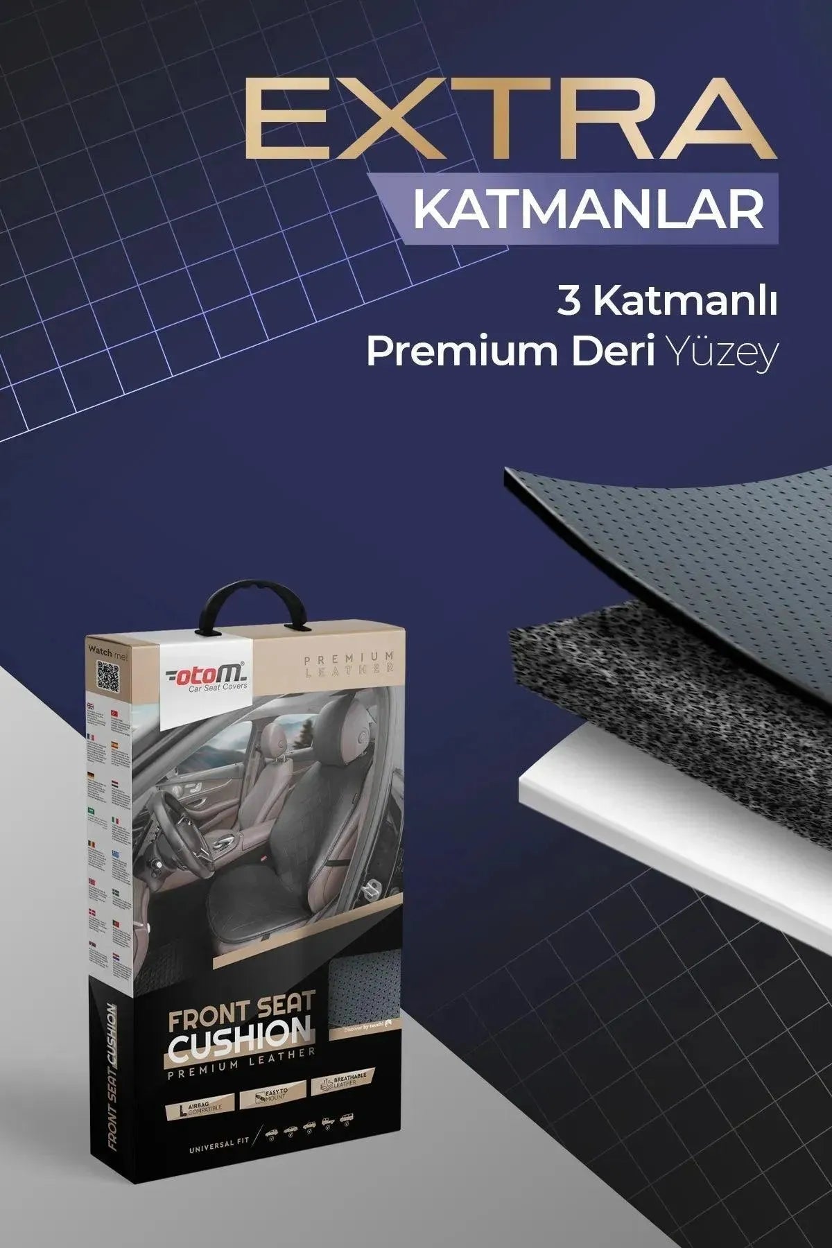 Otom Premium Koruyucu Oto Koltuk Minderi Yüksek Kalite Deri - OtomBayi