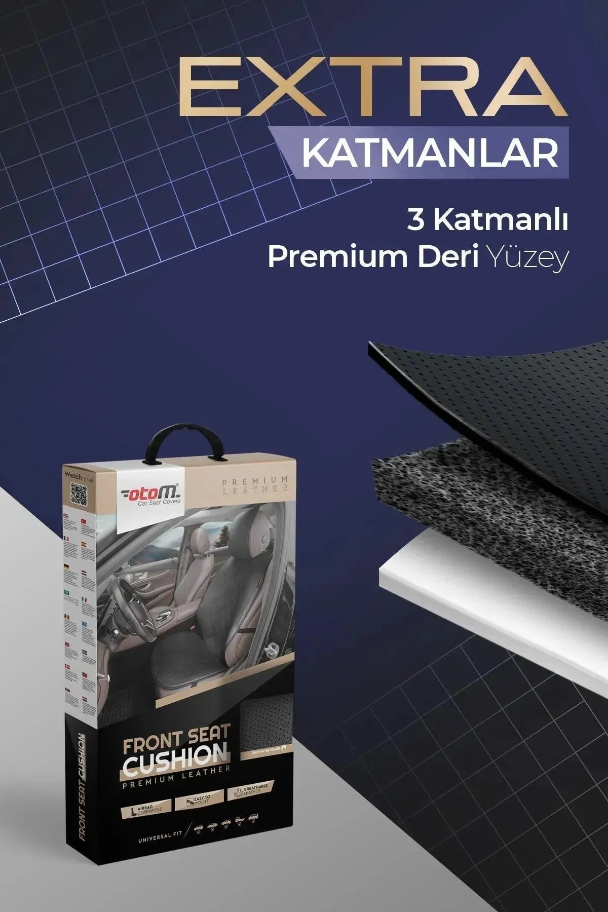 Otom Premium Koruyucu Oto Koltuk Minderi Yüksek Kalite Deri - OtomBayi
