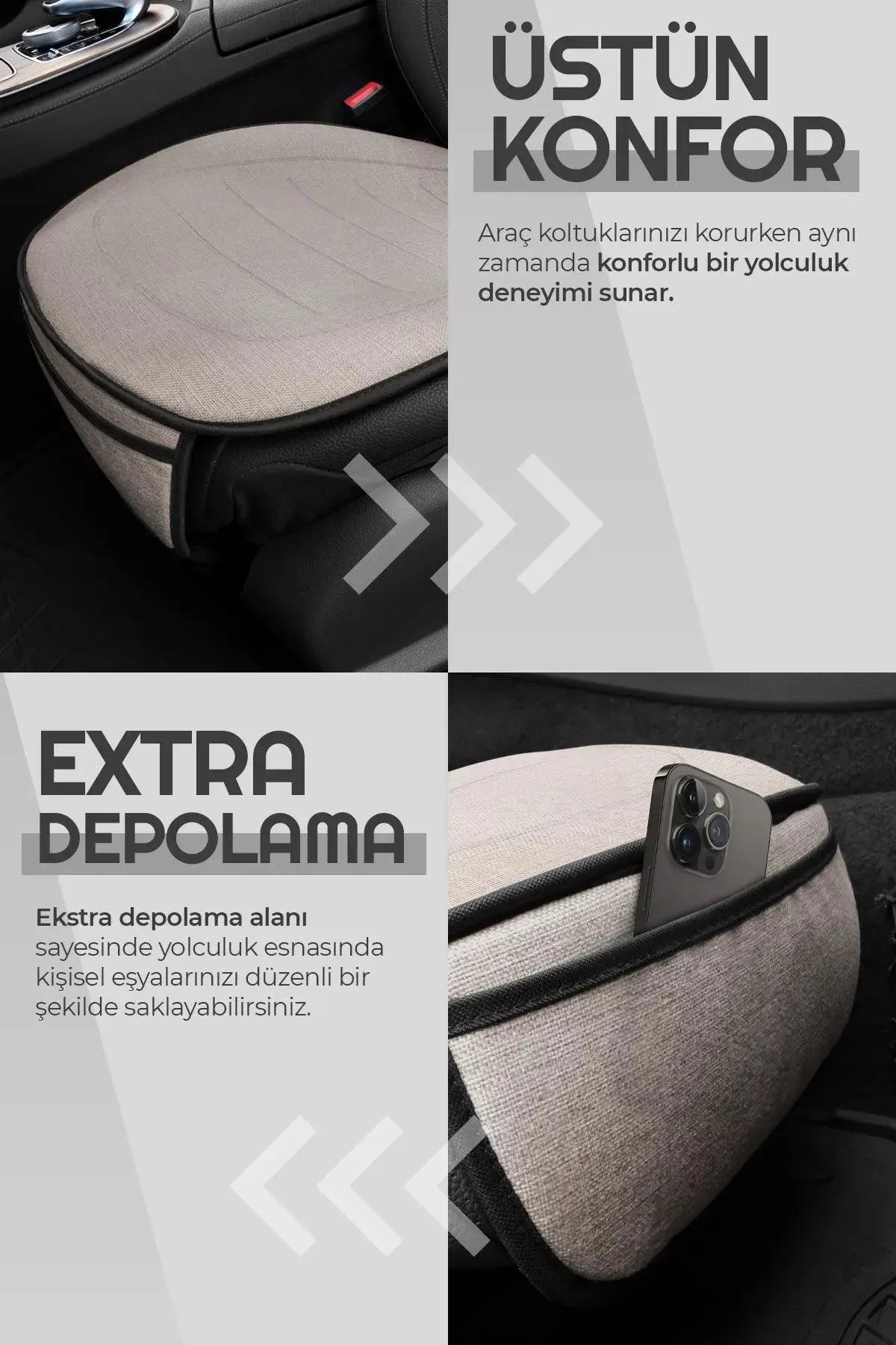 Otom Premium Ön Koltuk Minderi - Keten - OtomBayi
