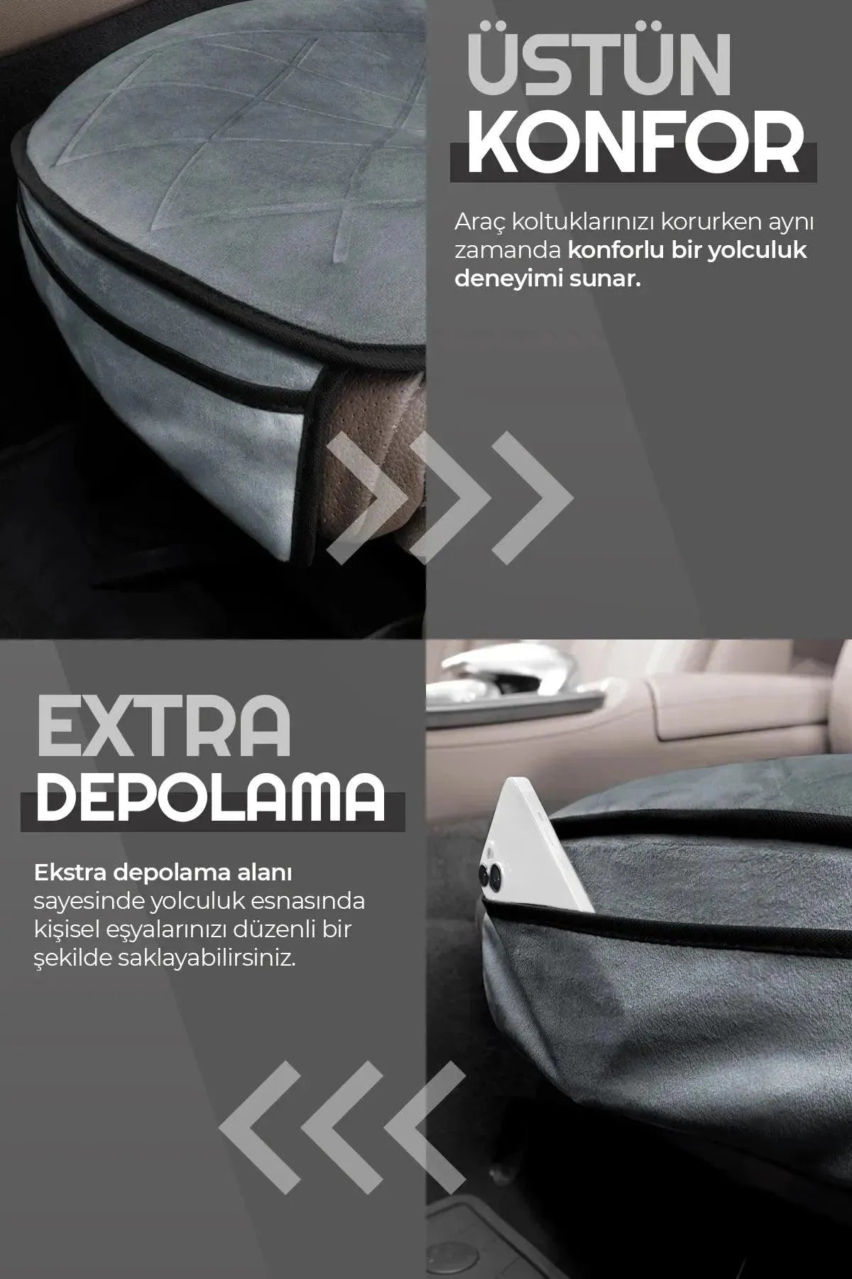 Otom Premium Ön Koltuk Minderi - Süet - OtomBayi