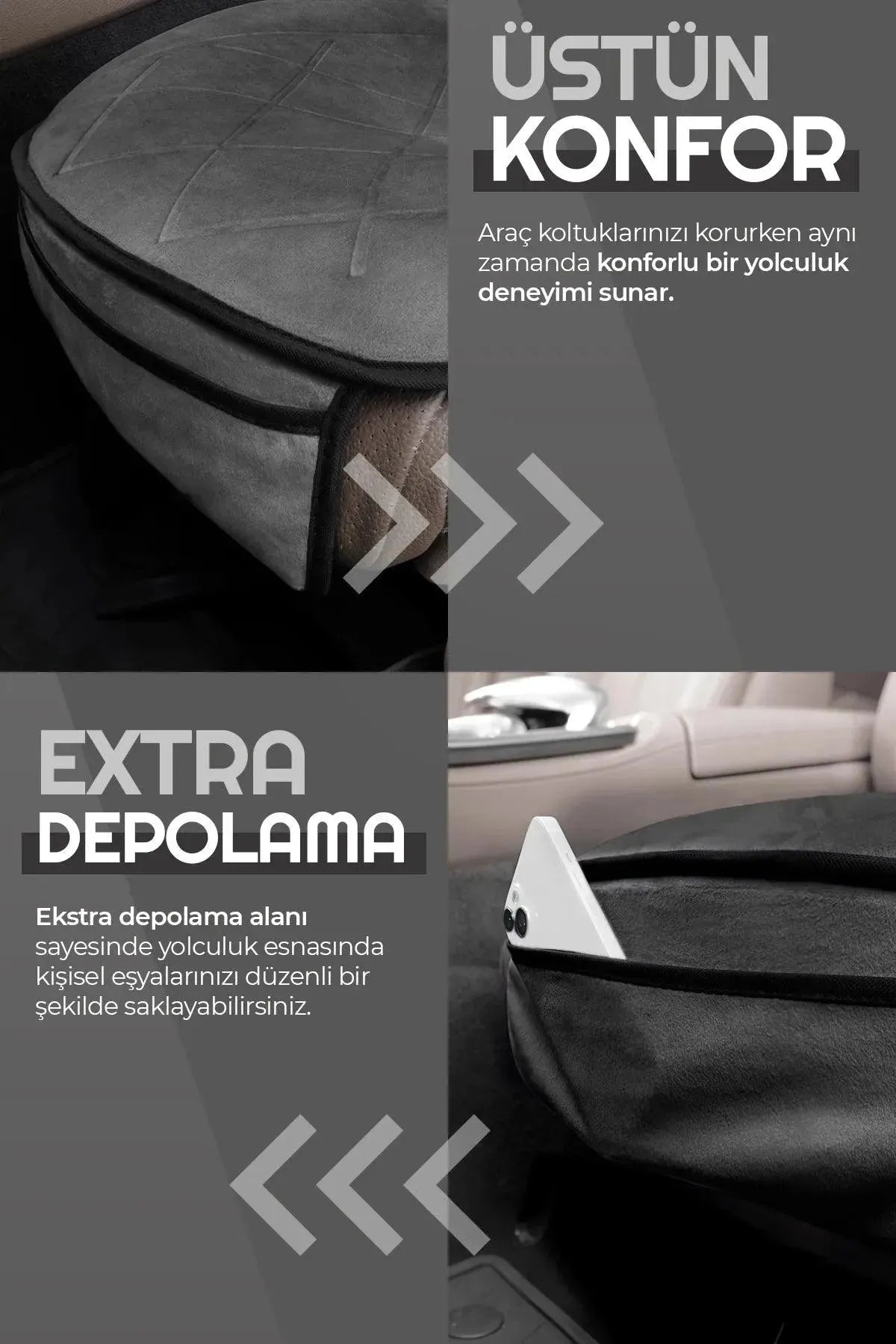 Otom Premium Ön Koltuk Minderi - Süet - OtomBayi