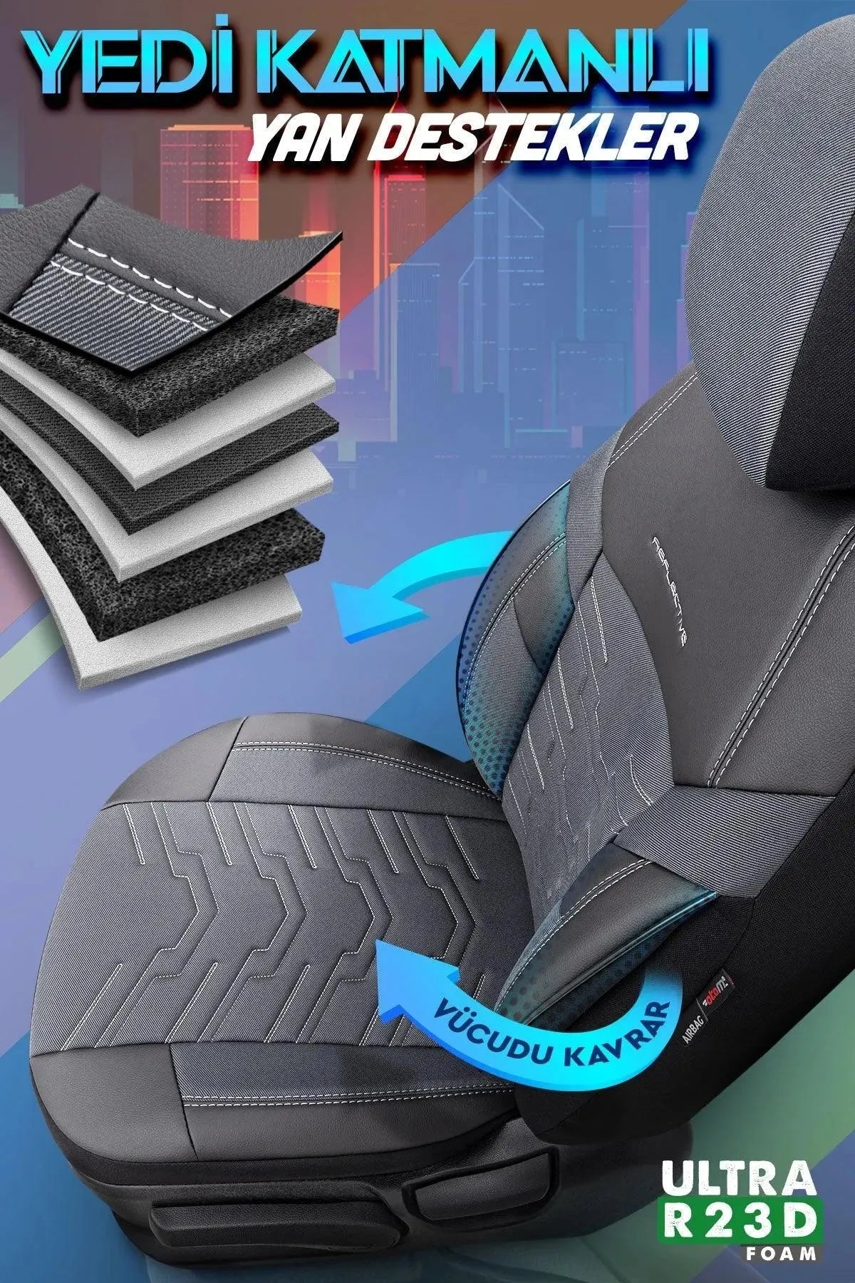 Otom Reflective Design Stitch Tech Oto Koltuk Kılıfı Tam Set - OtomBayi