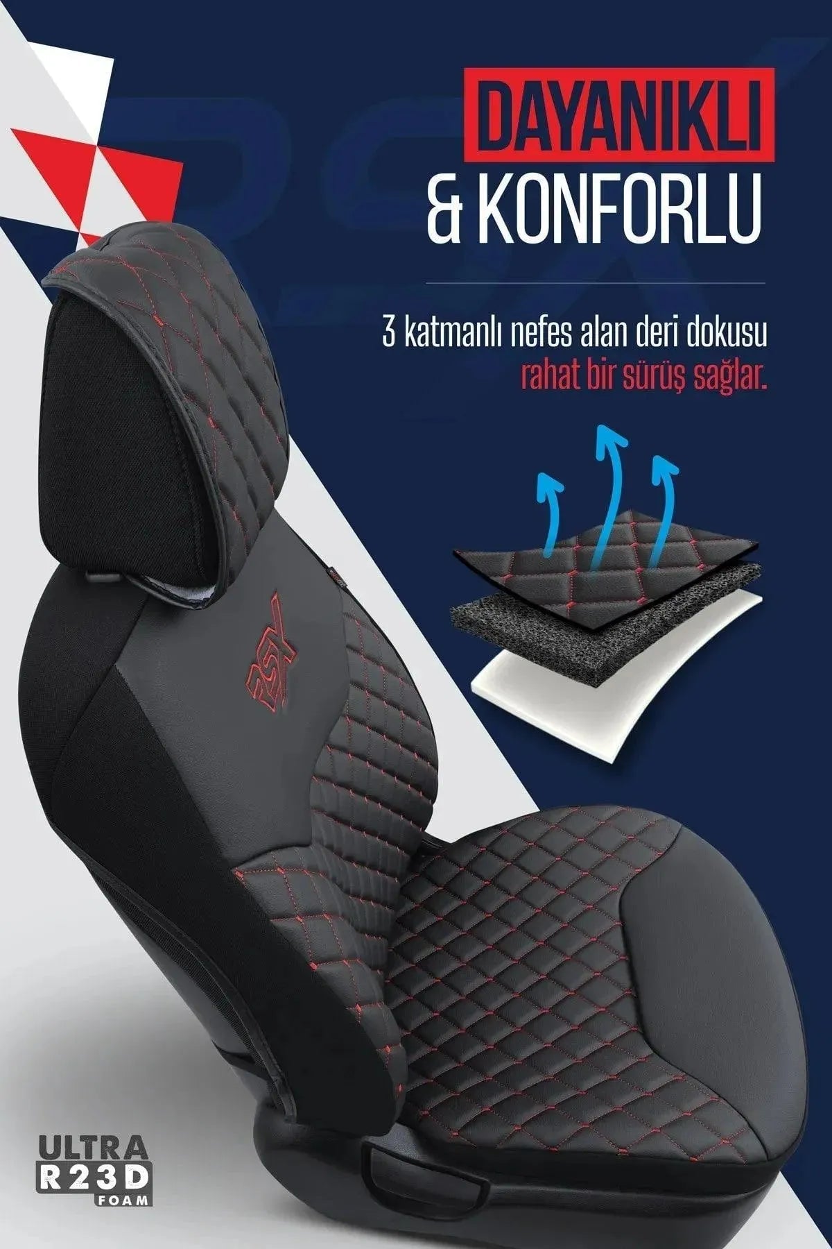 Otom Rsx Diamond Koruyucu Oto Koltuk Minderi Deri - OtomBayi