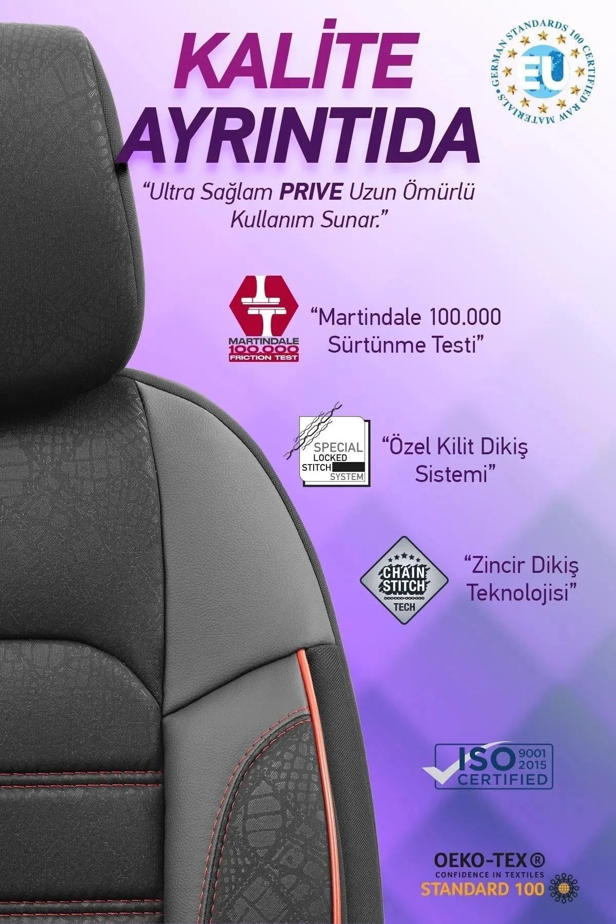 Otom Yeni Prive Design Pamuklu Kumaş Oto Koltuk Kılıfı Tam Set - OtomBayi