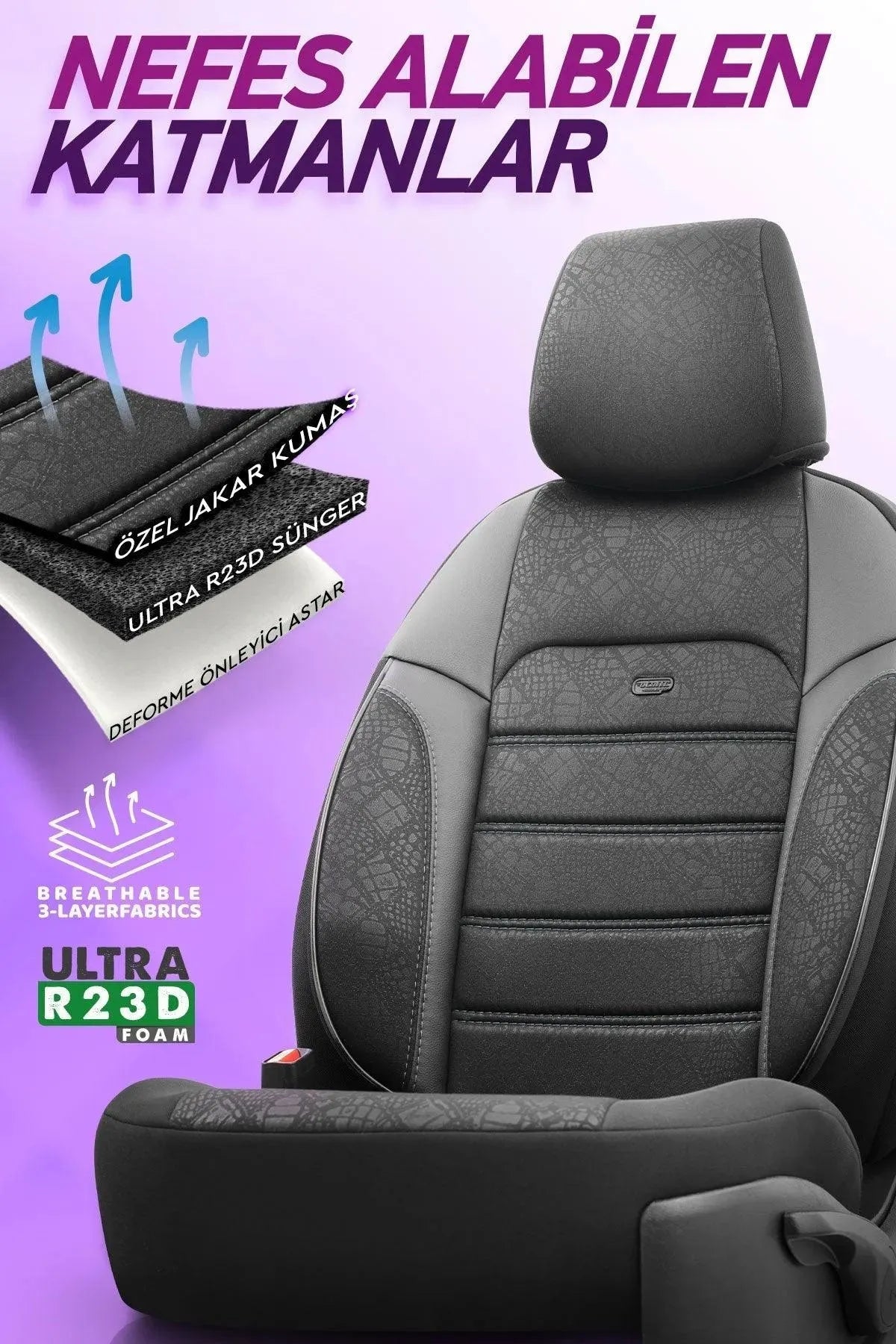 Otom Yeni Prive Design Pamuklu Kumaş Oto Koltuk Kılıfı Tam Set - OtomBayi