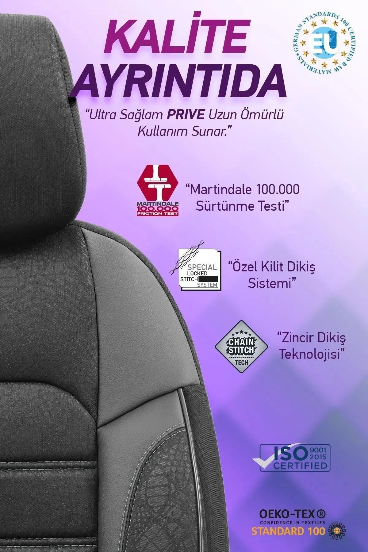 Otom Yeni Prive Design Pamuklu Kumaş Oto Koltuk Kılıfı Tam Set - OtomBayi