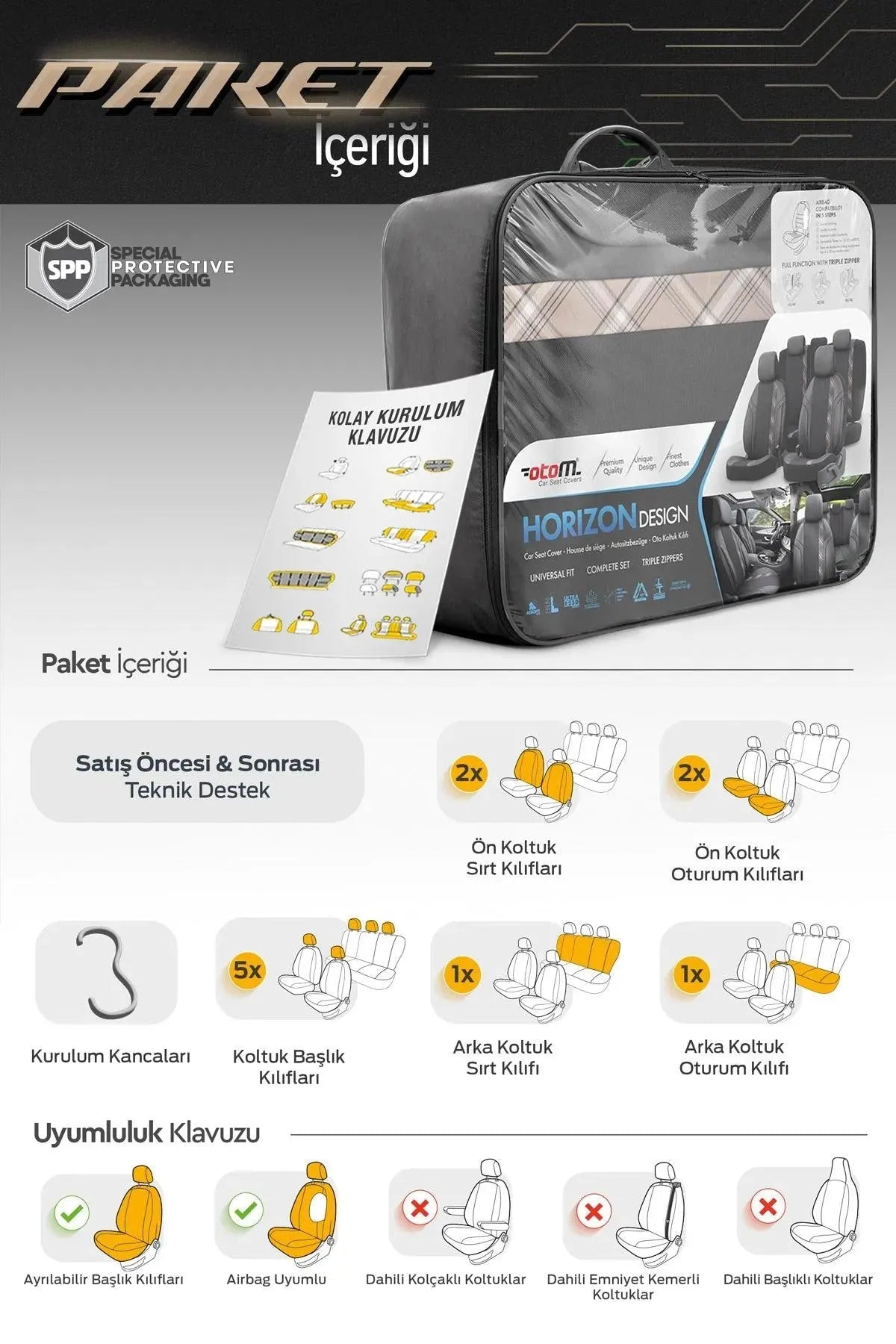 Otom Horizon Design Universal Oto Koltuk Kılıfı