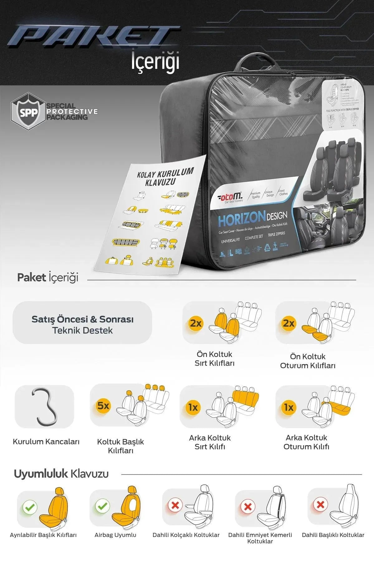 Otom Horizon Design Universal Oto Koltuk Kılıfı