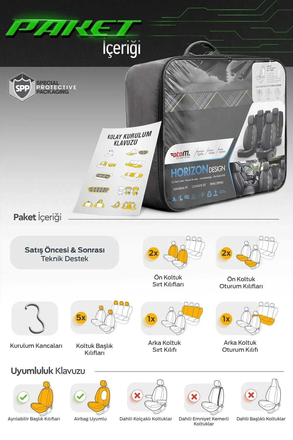 Otom Horizon Design Universal Oto Koltuk Kılıfı