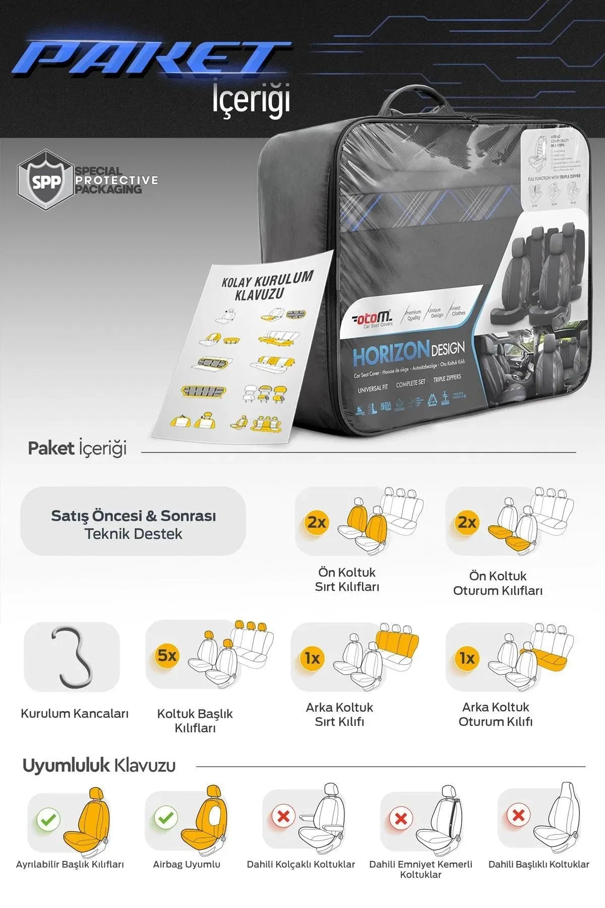 Otom Horizon Design Universal Oto Koltuk Kılıfı