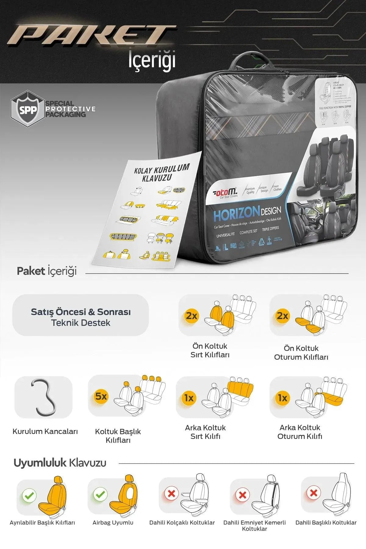 Otom Horizon Design Universal Oto Koltuk Kılıfı