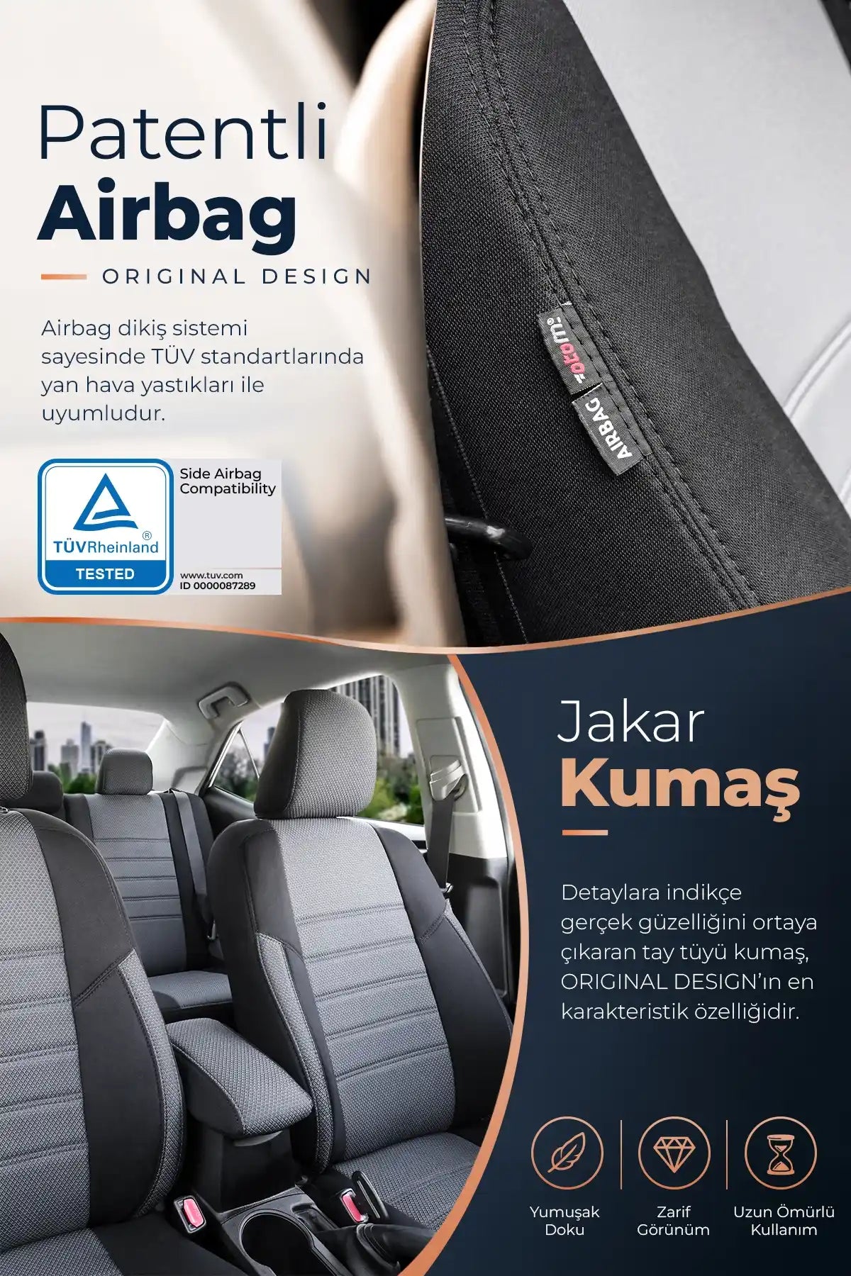 Renault Trafic  2015 Sonrası Araca Özel Koltuk Kılıfı Original Design Siyah Siyah Siyah
