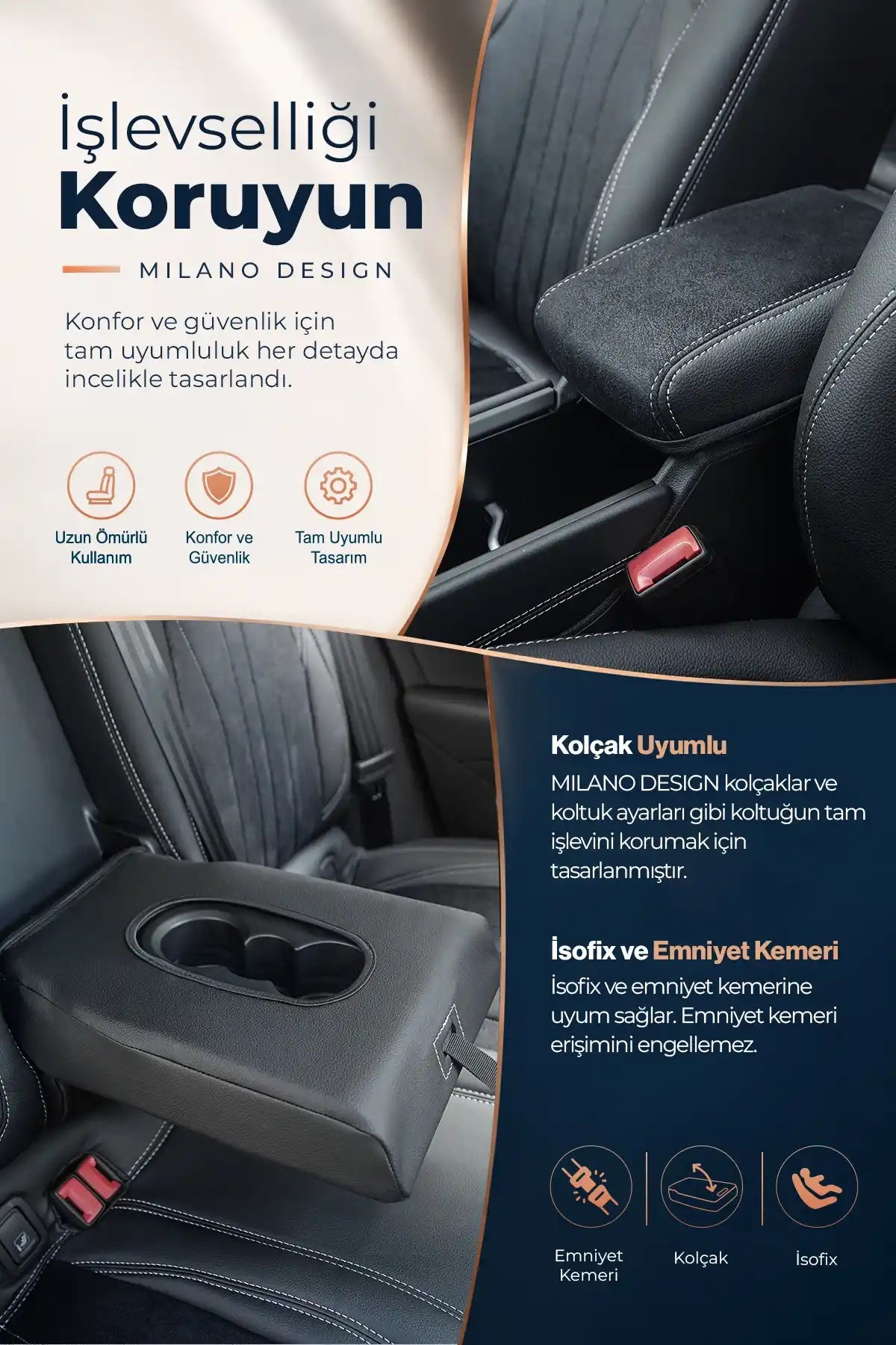Ford Transit 2014 Sonrası Araca Özel Koltuk Kılıfı Milano Design Füme Füme Füme
