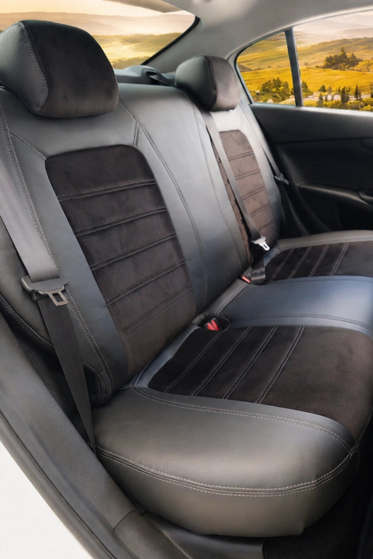 Araca Özel Koltuk Kılıfı - Fiat Egea 2015 Sonrası - London Design - Siyah Siyah Füme