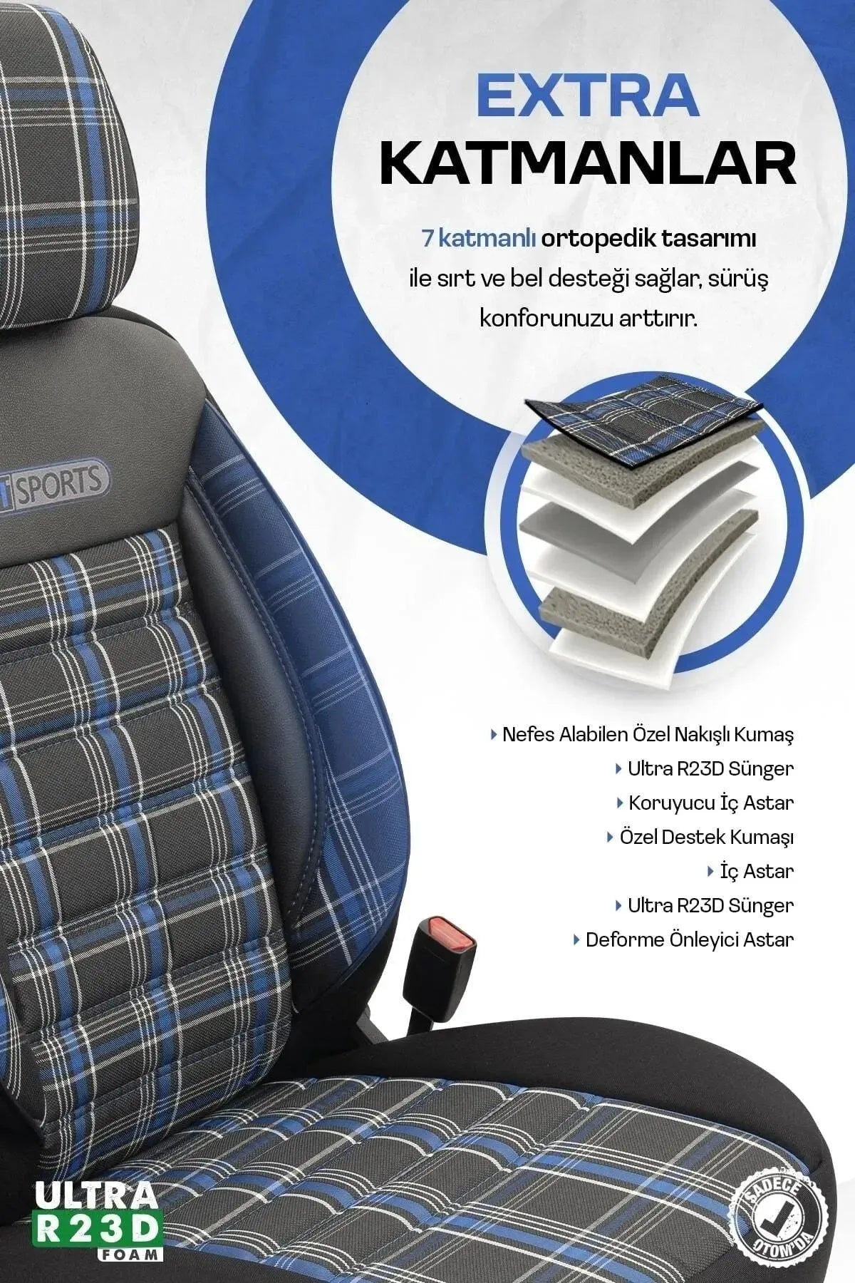 Otom Gti Sports Design Ekstra Destekli Oto Koltuk Kılıfı