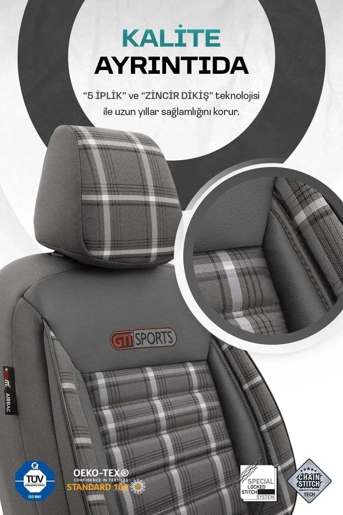 Otom Gti Sports Design Ekstra Destekli Oto Koltuk Kılıfı