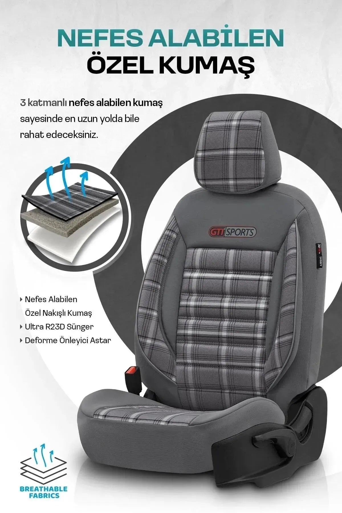 Otom Gti Sports Design Ekstra Destekli Oto Koltuk Kılıfı