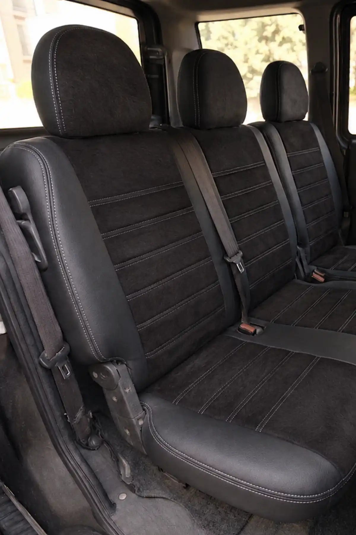 Araca Özel Koltuk Kılıfı - Fiat Doblo 2010-2022 - London Design - Siyah Siyah Füme