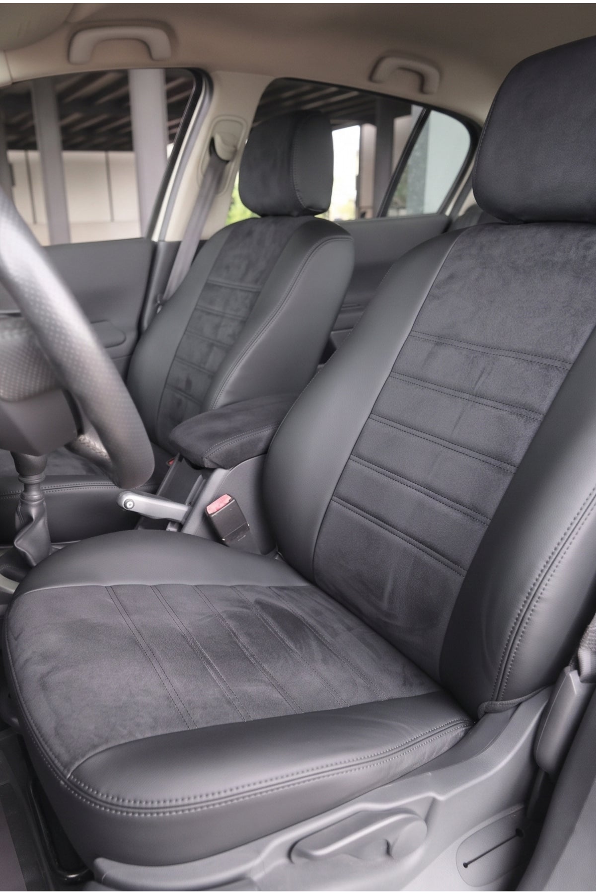 Araca Özel Koltuk Kılıfı - Renault Megane - 2004-2010 - London Design - Siyah Siyah Füme