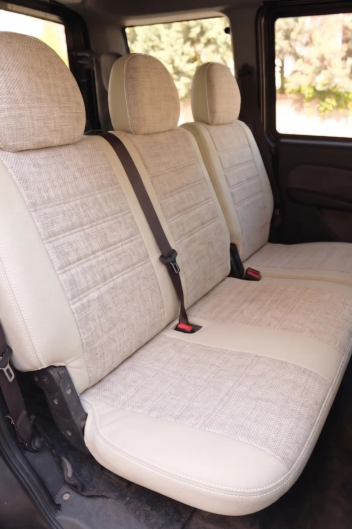 Fiat Doblo 2010 - 2022 Araca Özel Koltuk Kılıfı Milano Design Fildişi Krem Kırık Beyaz