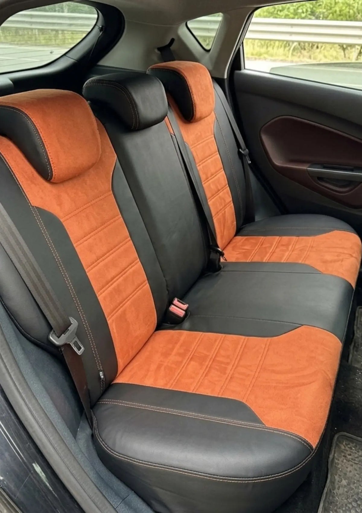 Ford Fiesta  2008 - 2017 Sonrası Araca Özel Koltuk Kılıfı London Design Pişmiş Toprak Siyah Pişmiş Toprak